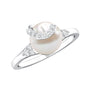 Natural 7.4 Carat Freshwater Pearl Engagement Ring with Diamond for Women