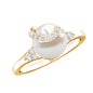 Natural 7.4 Carat Freshwater Pearl Engagement Ring with Diamond for Women