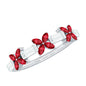 Marquise Cut Created Ruby and Moissanite Flower Half Eternity Ring