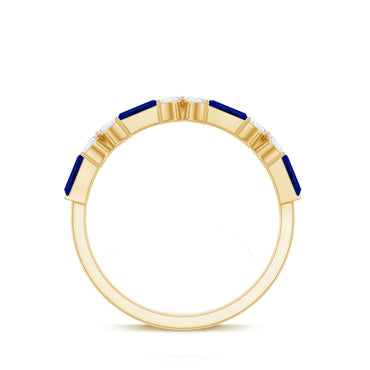 Marquise Cut Created Blue Sapphire and Moissanite Flower Half Eternity Ring