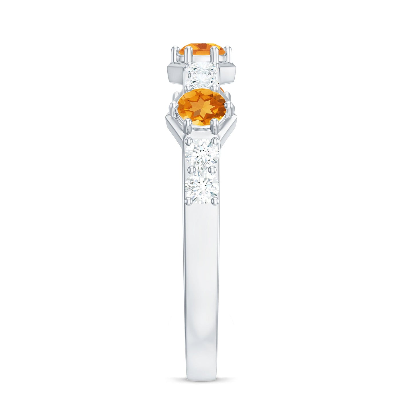 Genuine Citrine Diamond Half Eternity Ring for Anniversary