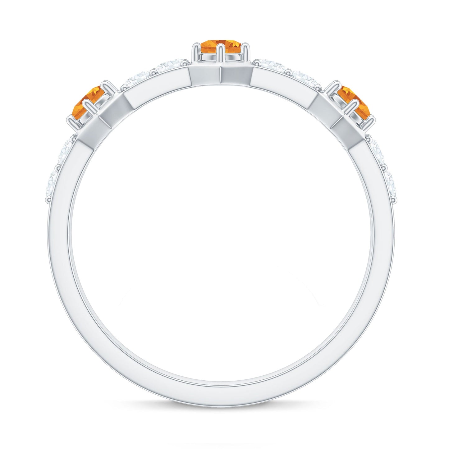 Genuine Citrine Diamond Half Eternity Ring for Anniversary