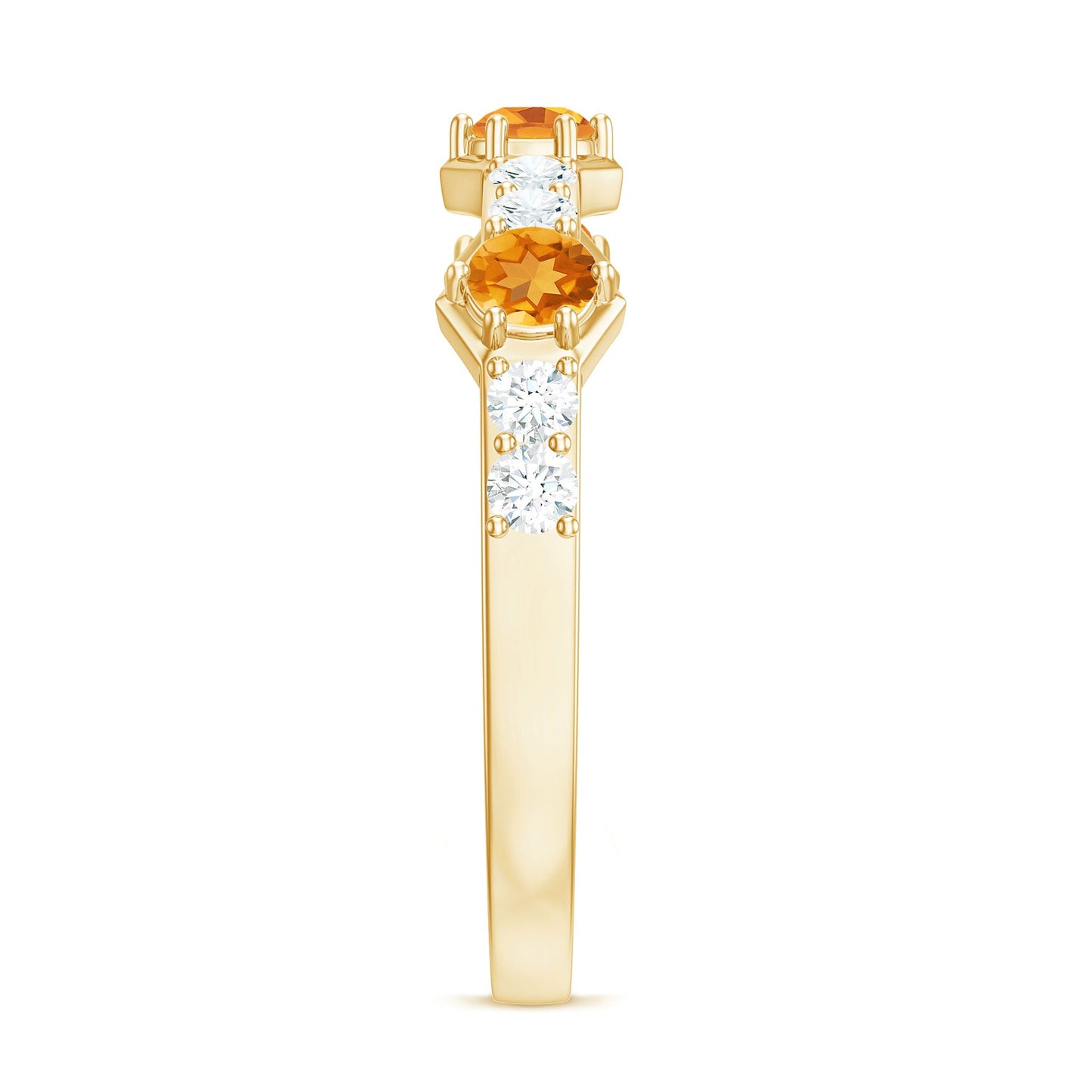 Genuine Citrine Diamond Half Eternity Ring for Anniversary