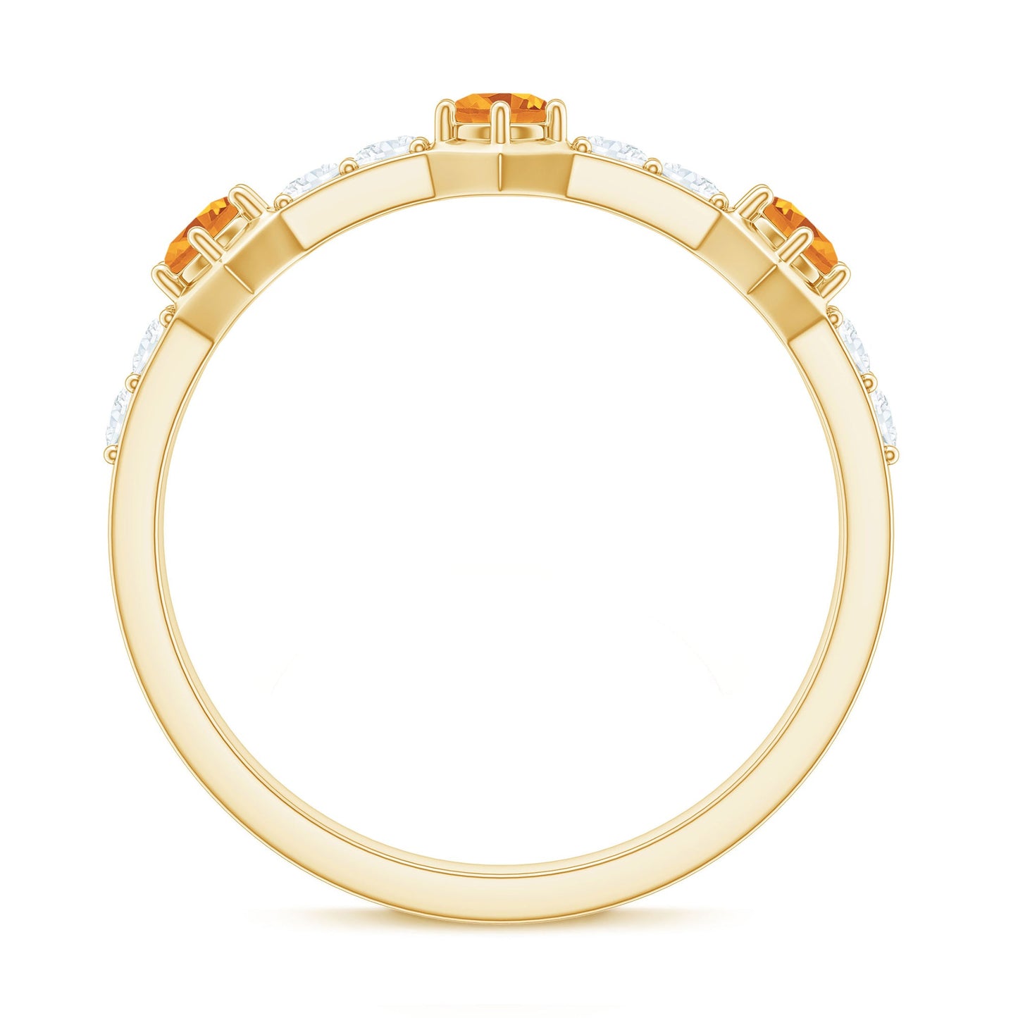 Genuine Citrine Diamond Half Eternity Ring for Anniversary