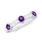 Natural Amethyst Half Eternity Ring with Diamond