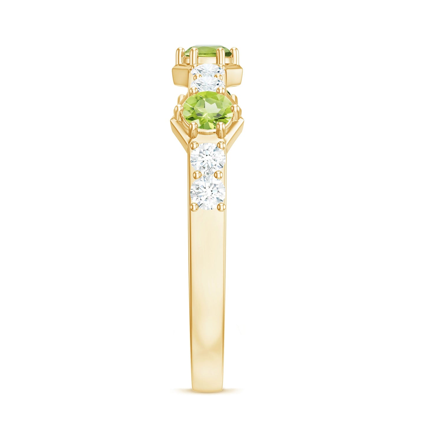Natural Peridot Diamond Half Eternity Ring for Anniversary