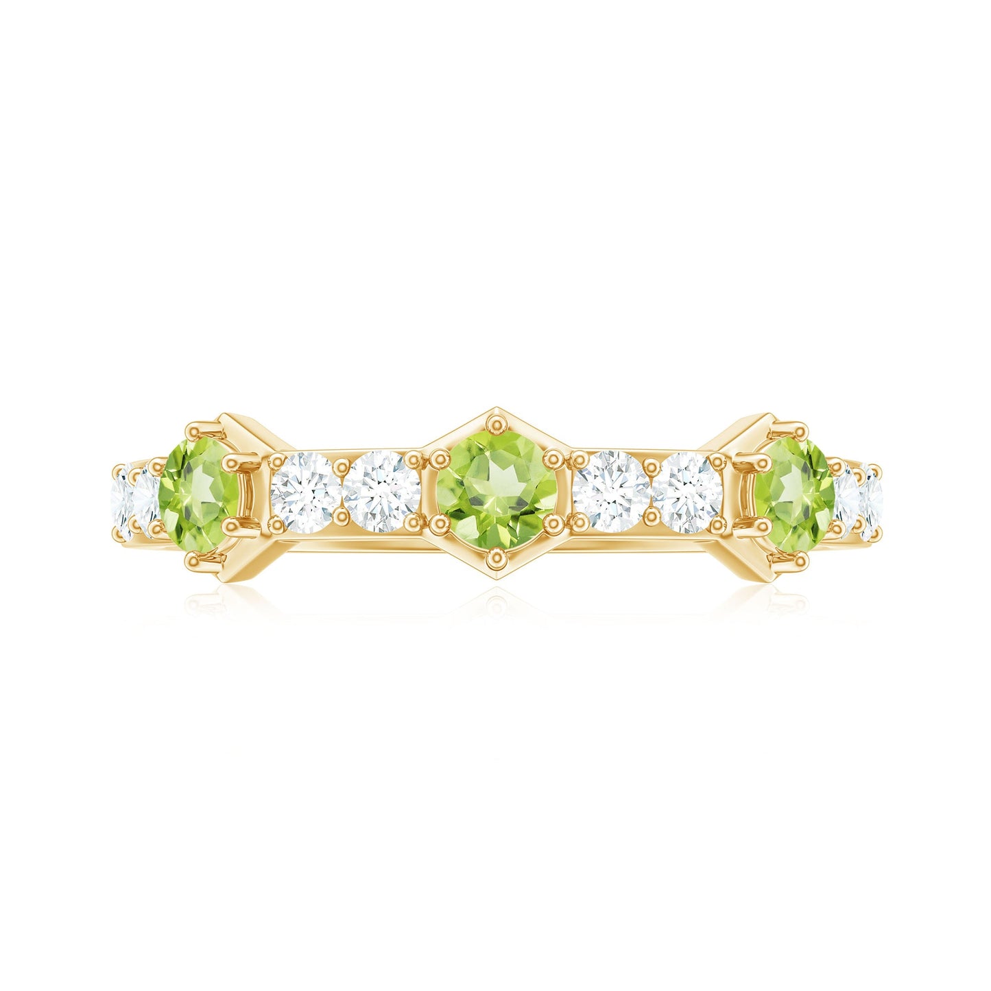 Natural Peridot Diamond Half Eternity Ring for Anniversary