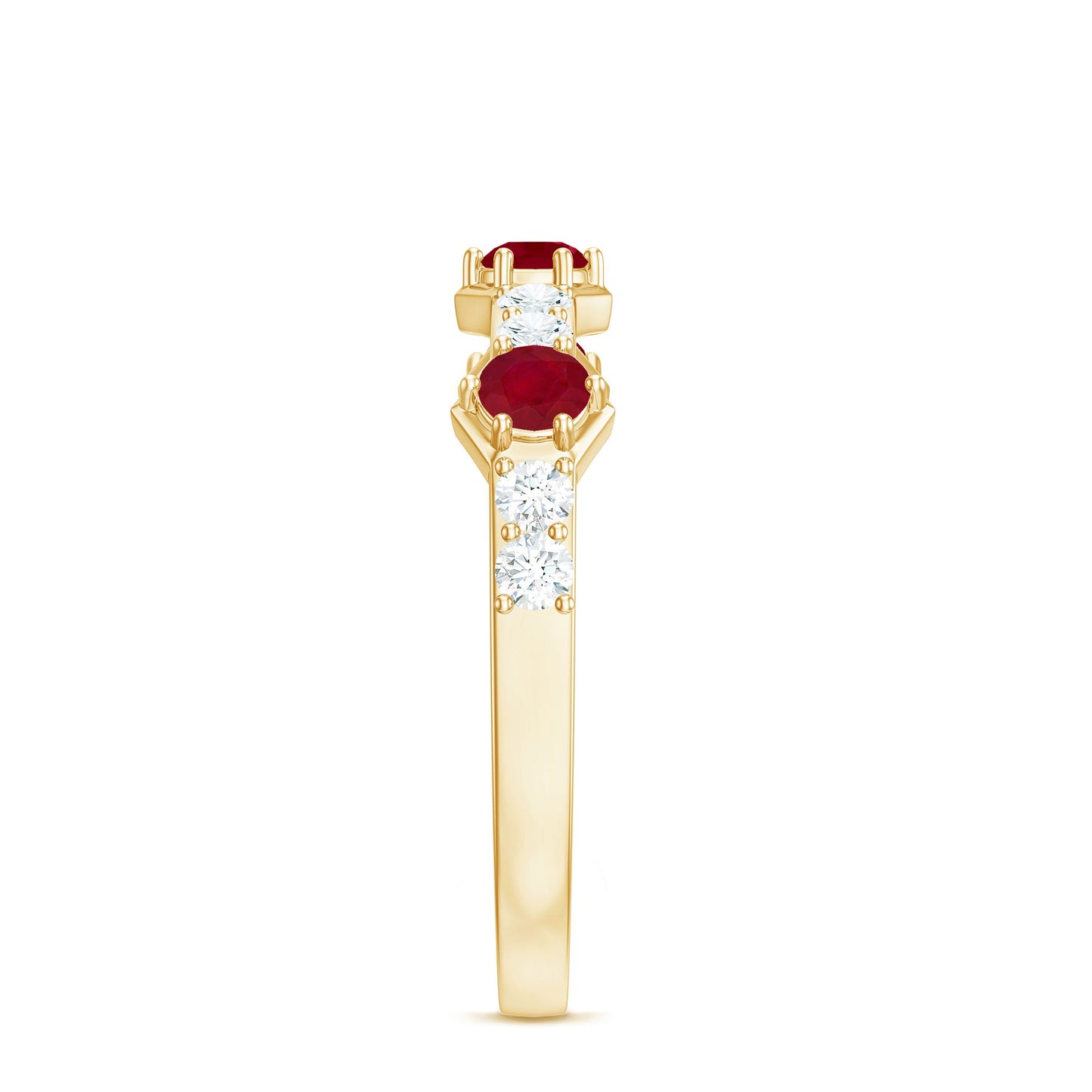 Natural Ruby Diamond Half Eternity Ring for Women