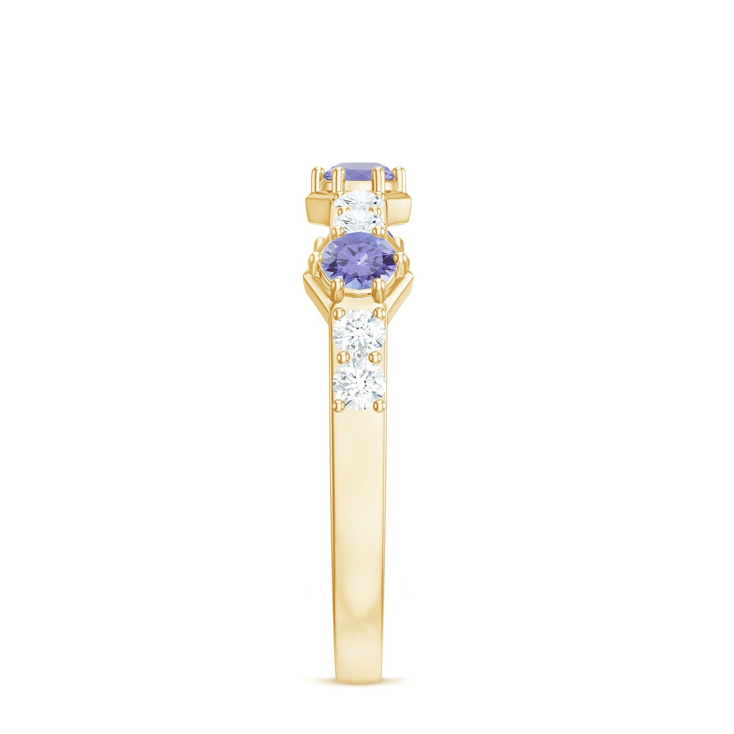 Natural Tanzanite and Diamond Half Eternity Ring for Women