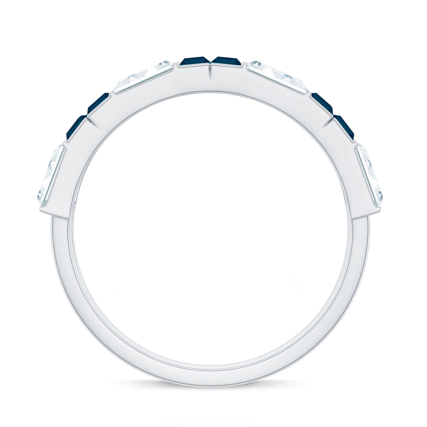 Baguette London Blue Topaz Alternate Eternity Band with Moissanite