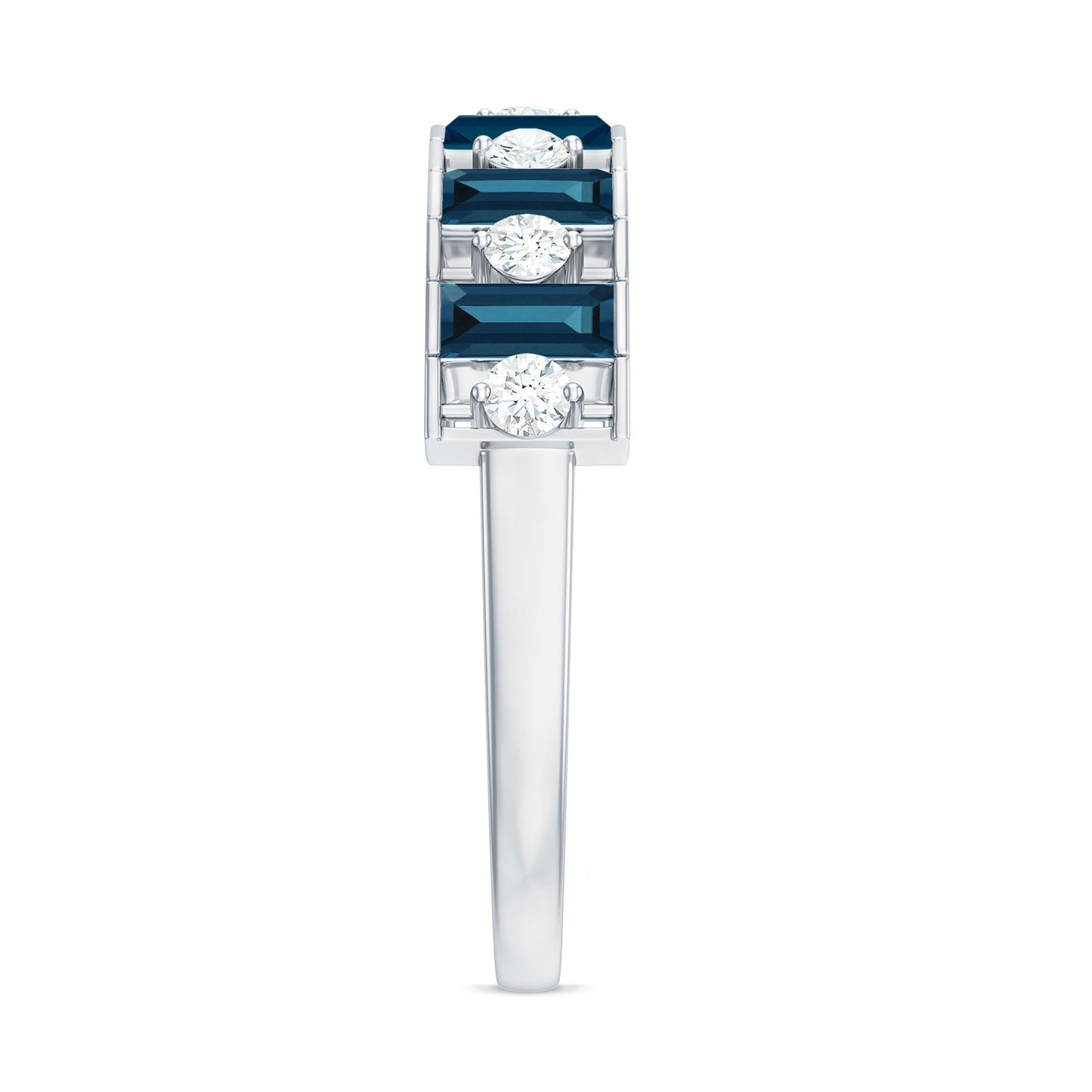 Baguette London Blue Topaz Eternity Anniversary Band with Diamond