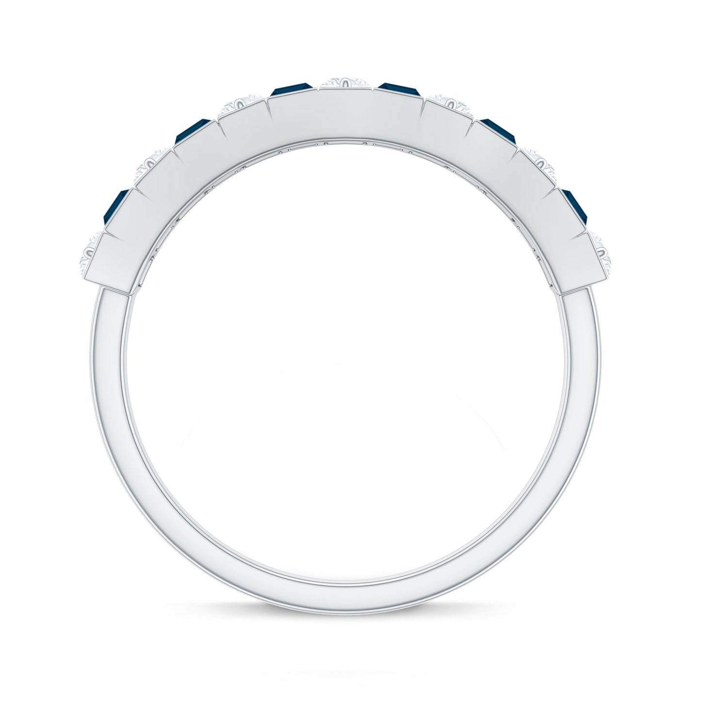 Baguette London Blue Topaz Eternity Anniversary Band with Diamond