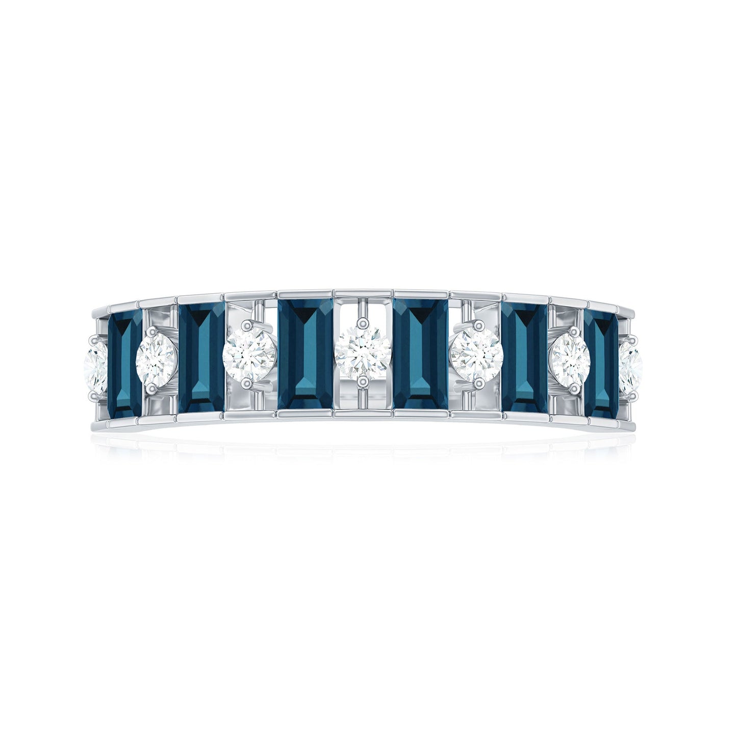 Baguette London Blue Topaz Eternity Anniversary Band with Diamond
