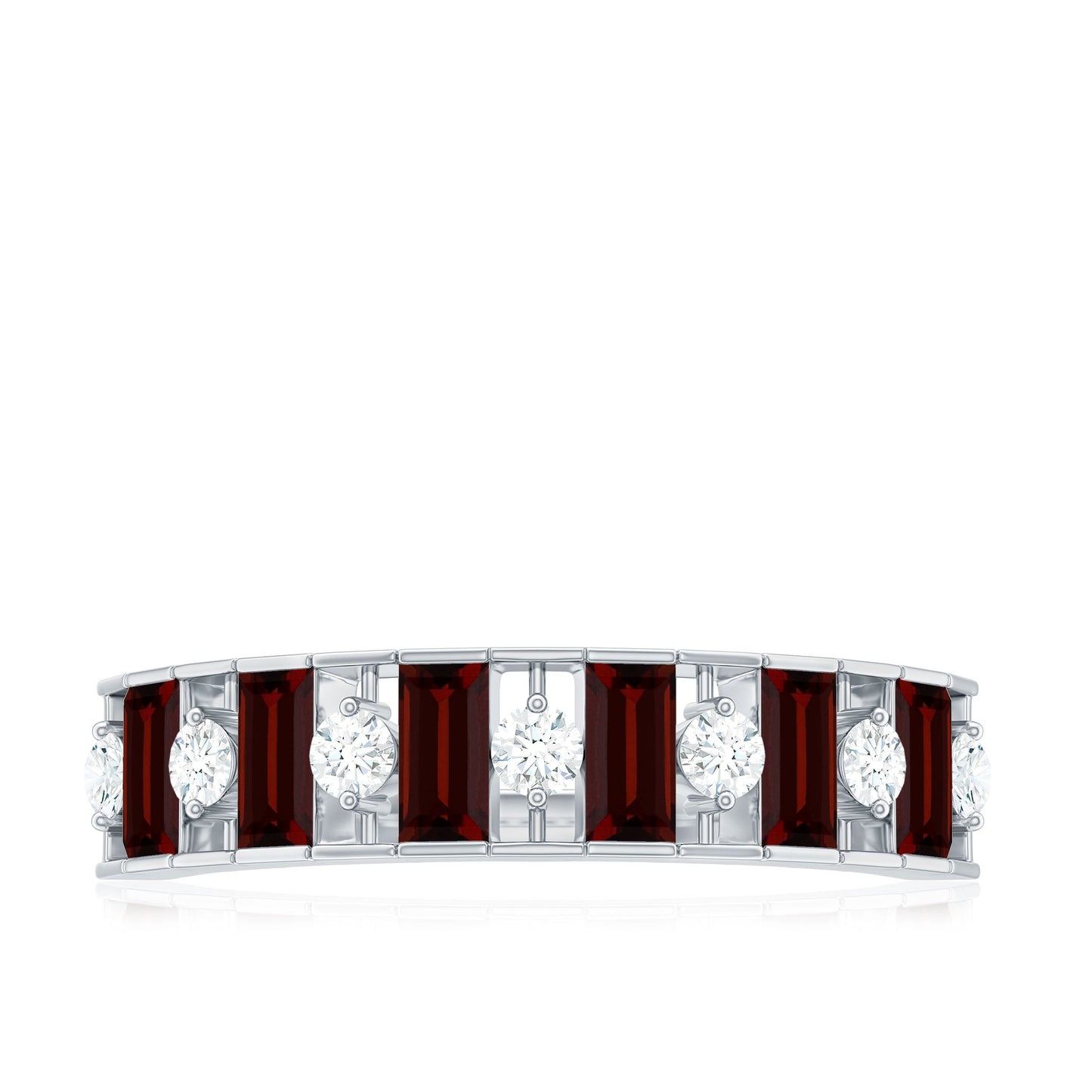 Classic Garnet Baguette Eternity Wedding Band with Diamond