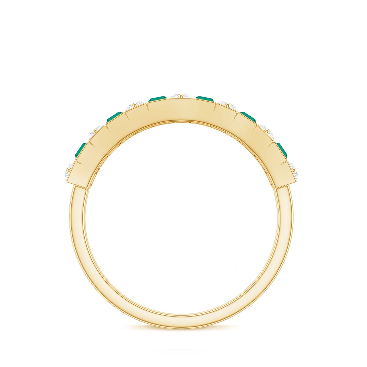 Certified Baguette Lab Grown Emerald Diamond Half Eternity Anniversary Band