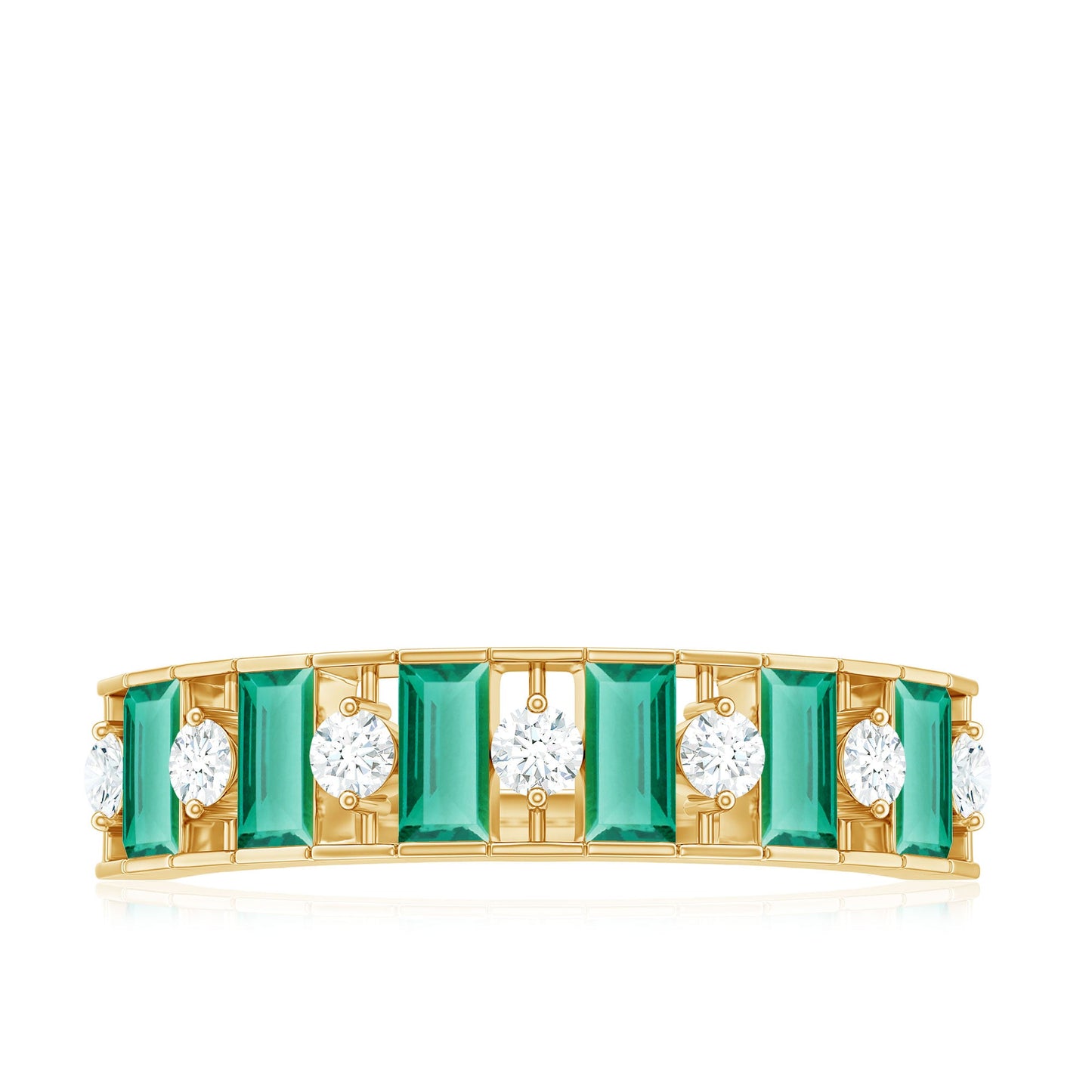 Certified Baguette Lab Grown Emerald Diamond Half Eternity Anniversary Band