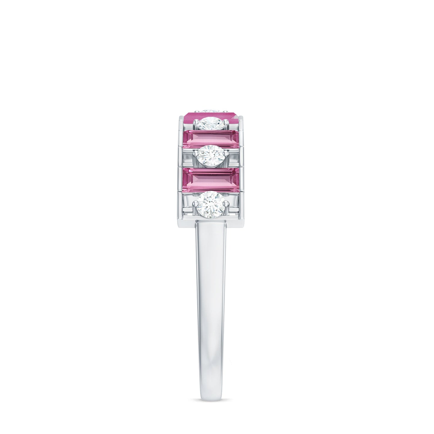 Alternate Pink Tourmaline and Diamond Half Eternity Ring