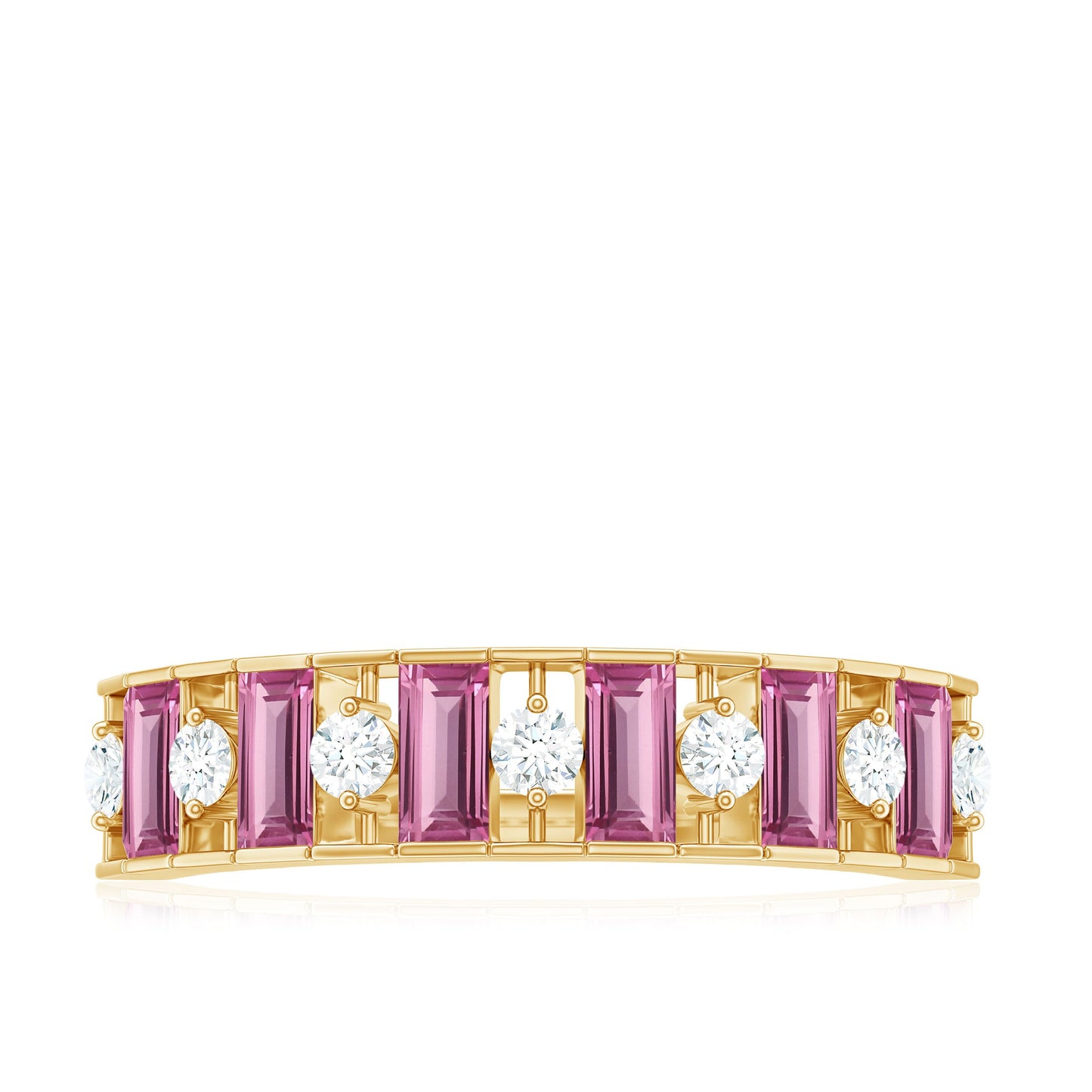 Alternate Pink Tourmaline and Diamond Half Eternity Ring