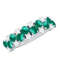 Certified Lab Grown Emerald Cluster Wedding Band with Diamond