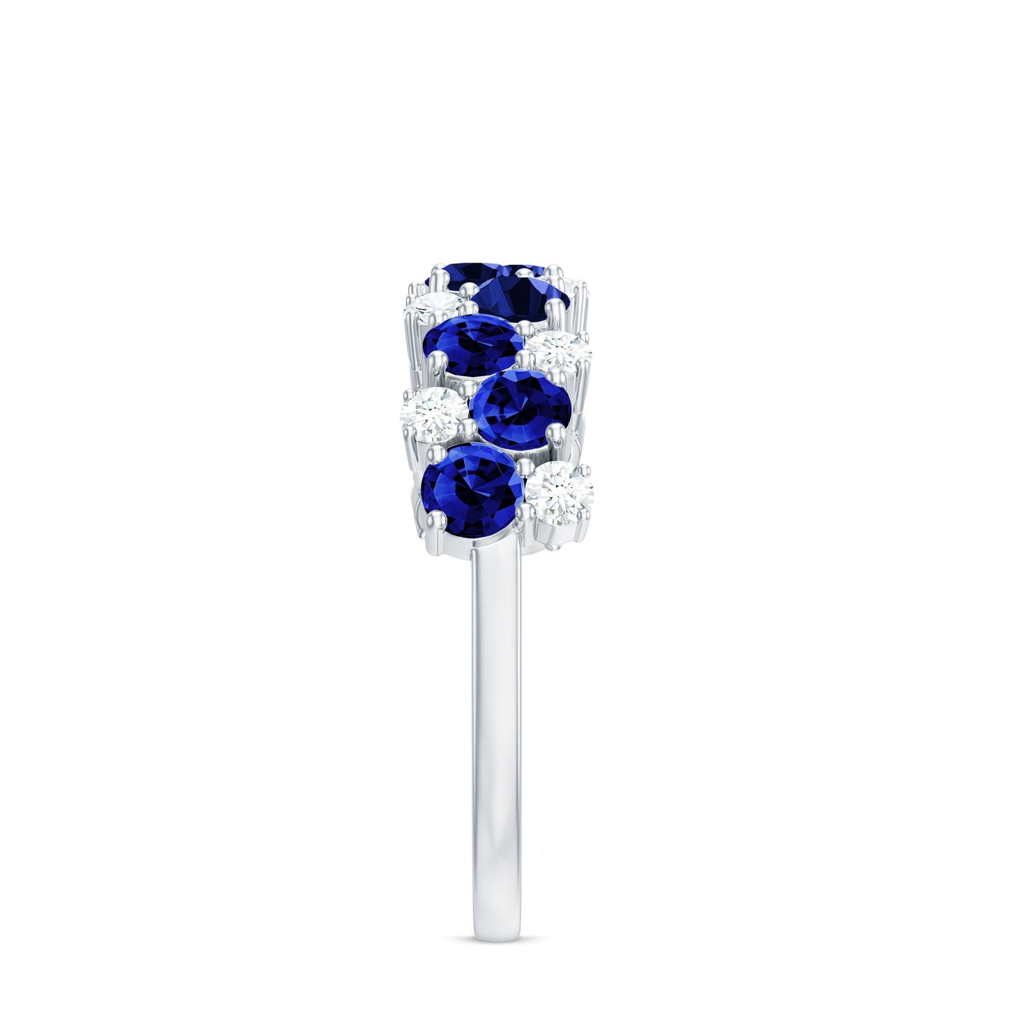 Certified Lab Grown Blue Sapphire Diamond Eternity Band Ring for Anniversary
