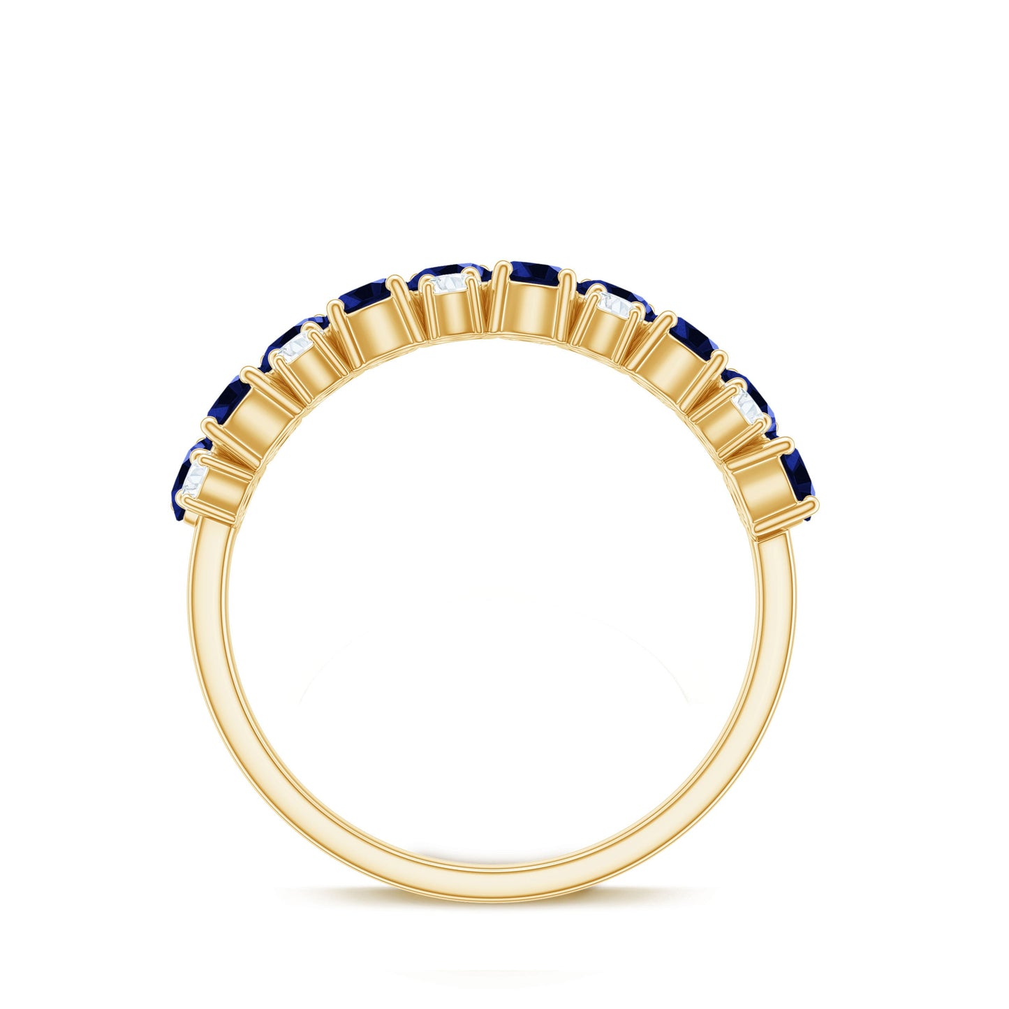 Certified Lab Grown Blue Sapphire Diamond Eternity Band Ring for Anniversary