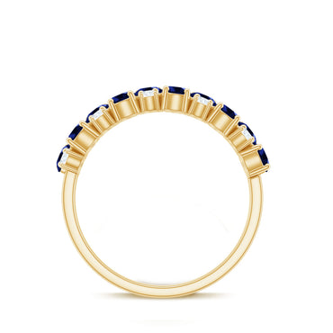 Certified Lab Grown Blue Sapphire Diamond Eternity Band Ring for Anniversary