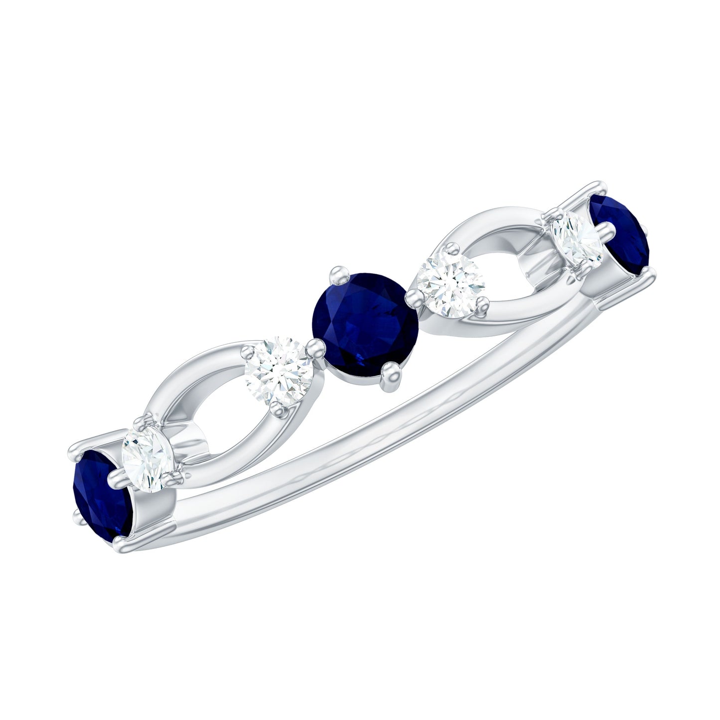Natural Blue Sapphire Promise Ring with Diamond