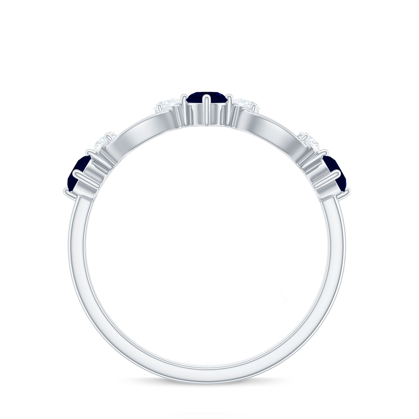 Natural Blue Sapphire Promise Ring with Diamond