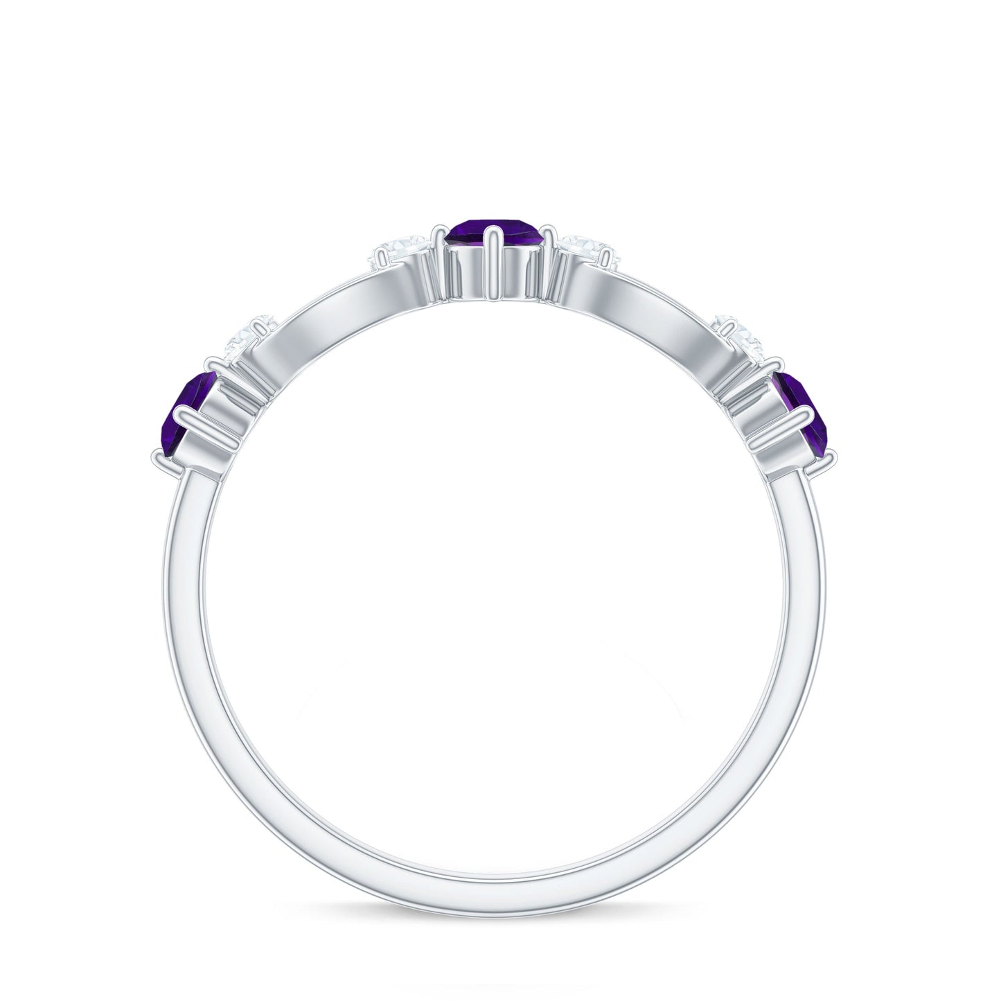 Natural Amethyst Diamond Promise Ring for Women