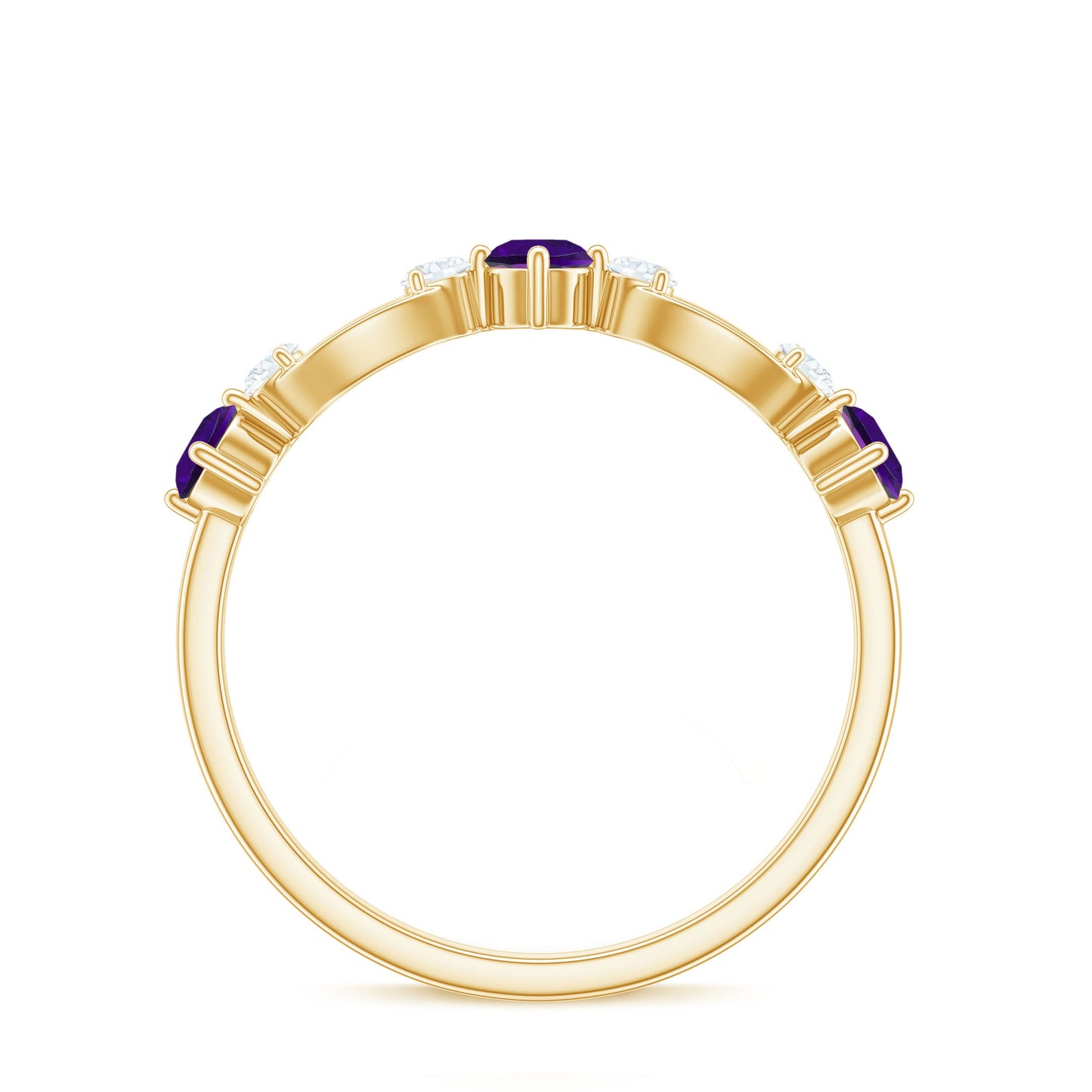 Natural Amethyst Diamond Promise Ring for Women