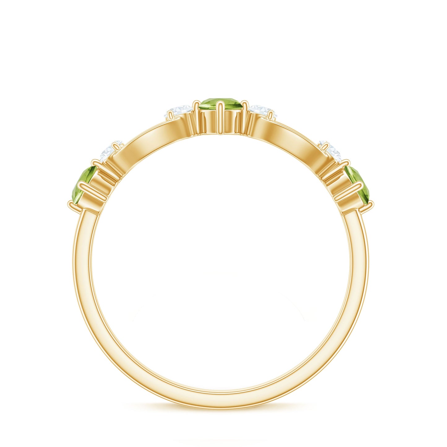 Minimal Peridot Promise Ring with Diamond