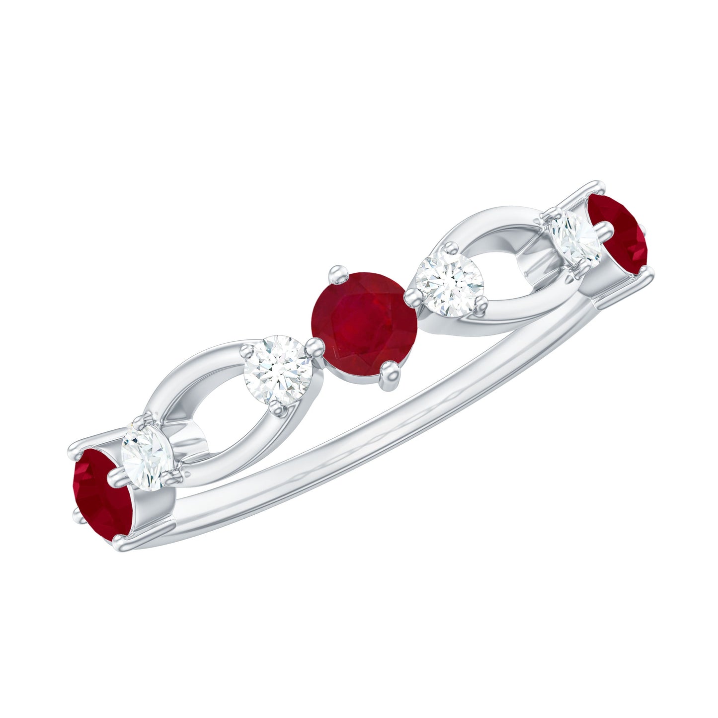 Genuine Ruby Promise Ring with Diamond for Women