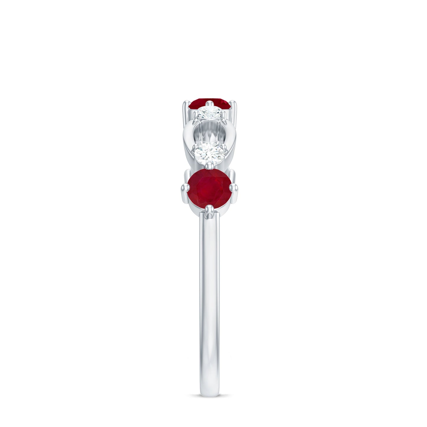 Genuine Ruby Promise Ring with Diamond for Women