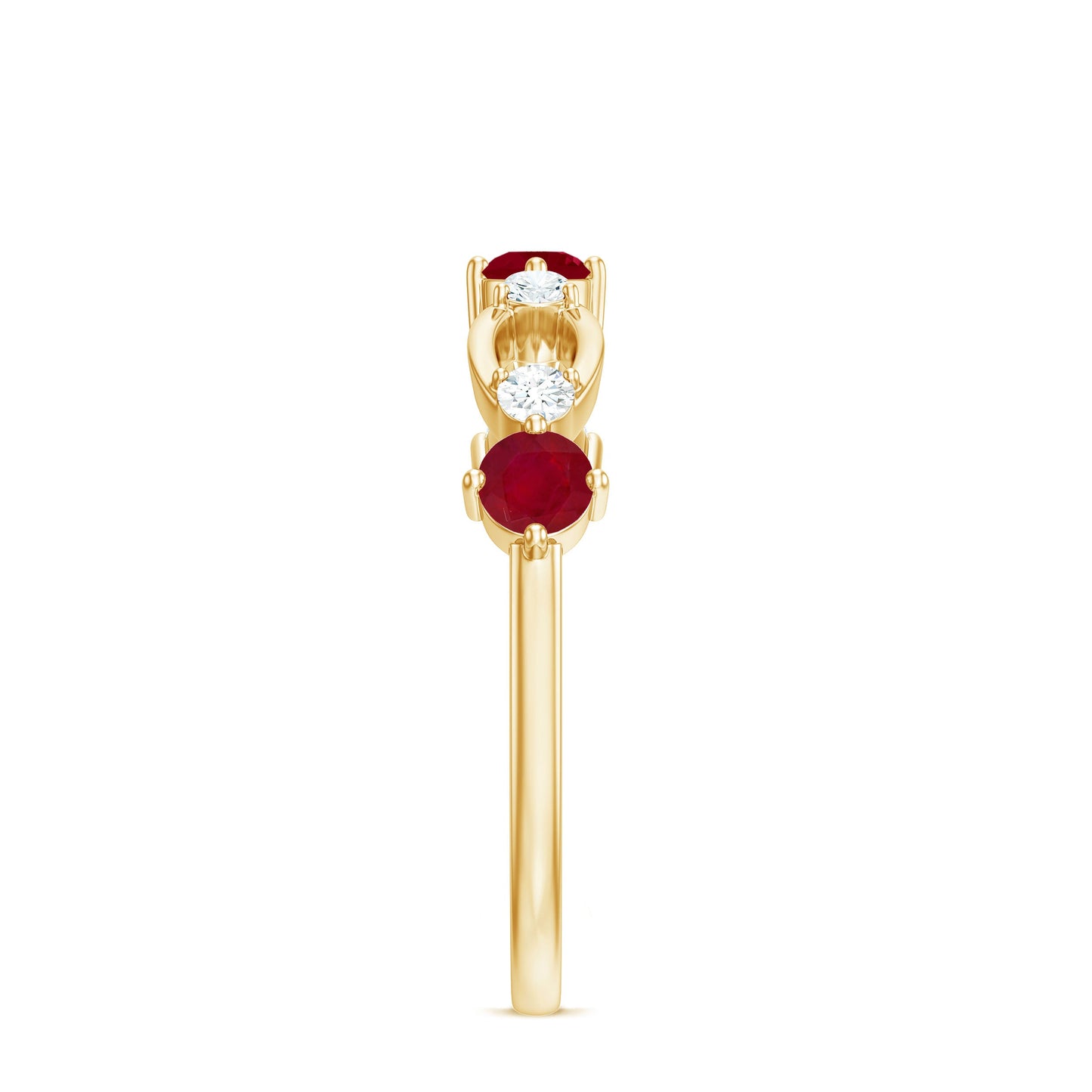 Genuine Ruby Promise Ring with Diamond for Women