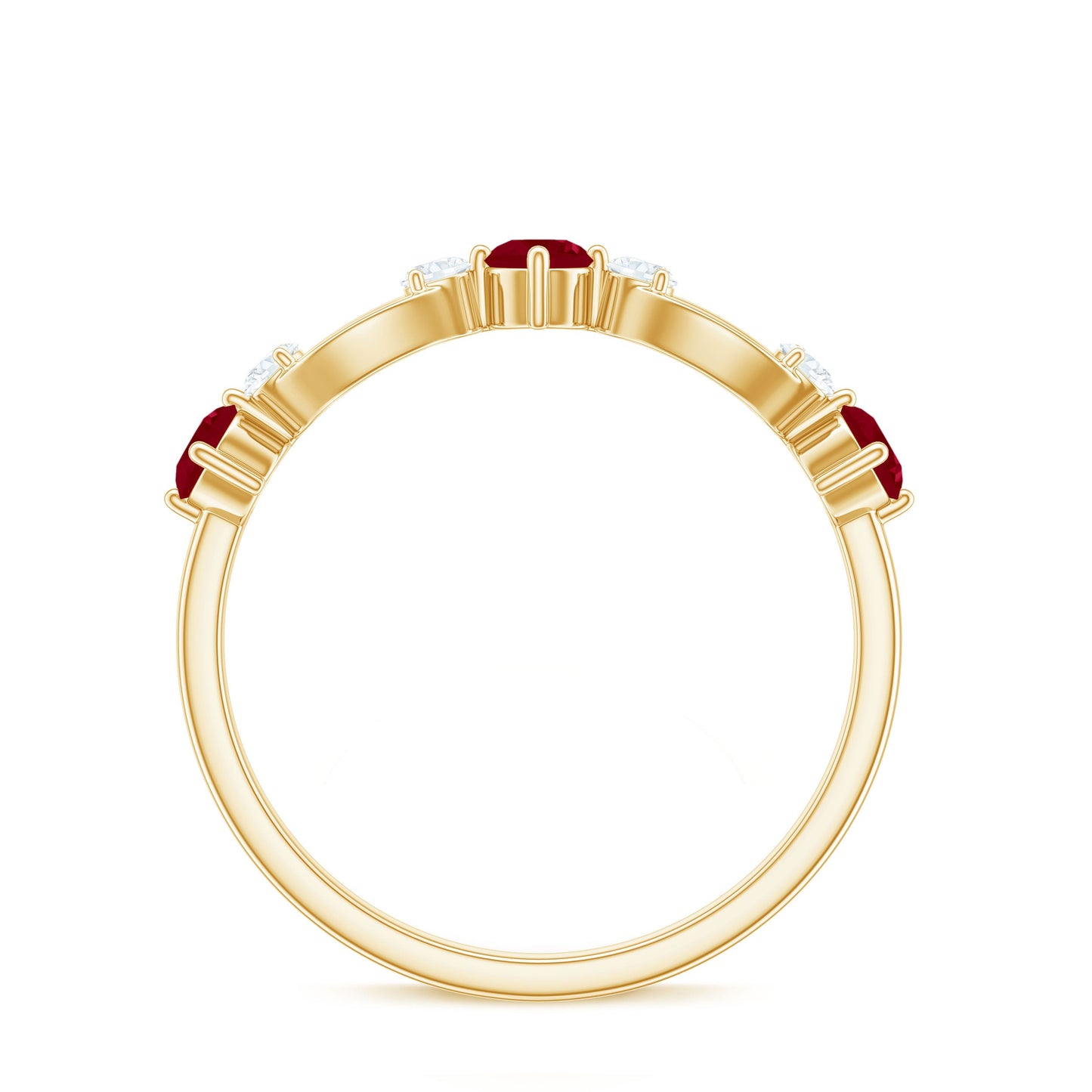 Genuine Ruby Promise Ring with Diamond for Women