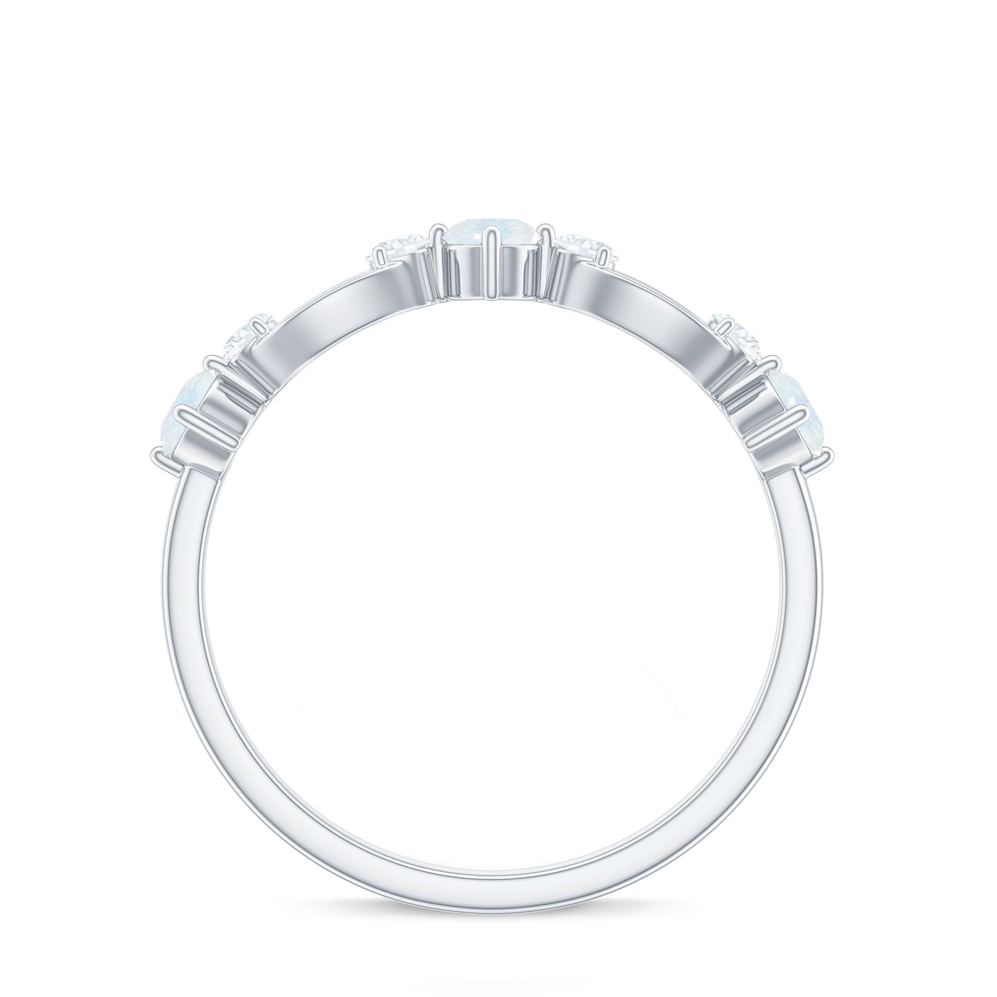 Minimal Promise Ring with Moonstone and Diamond