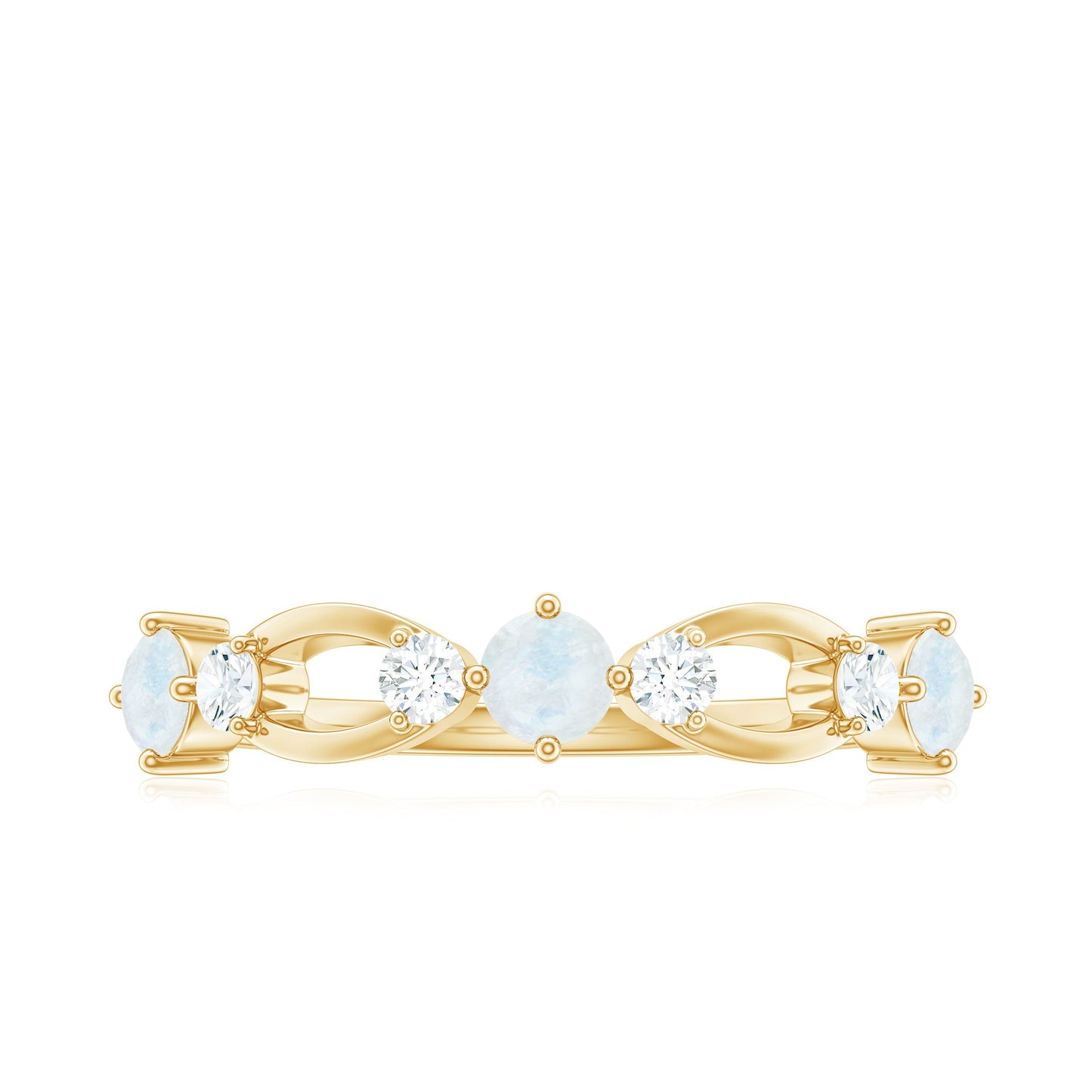Minimal Promise Ring with Moonstone and Diamond