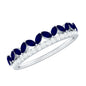 Real Marquise Blue Sapphire Half Eternity Ring with Diamond