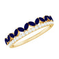 Real Marquise Blue Sapphire Half Eternity Ring with Diamond