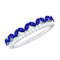 Certified Marquise Lab Grown Blue Sapphire Half Eternity Ring with Diamond