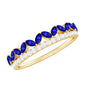 Certified Marquise Lab Grown Blue Sapphire Half Eternity Ring with Diamond