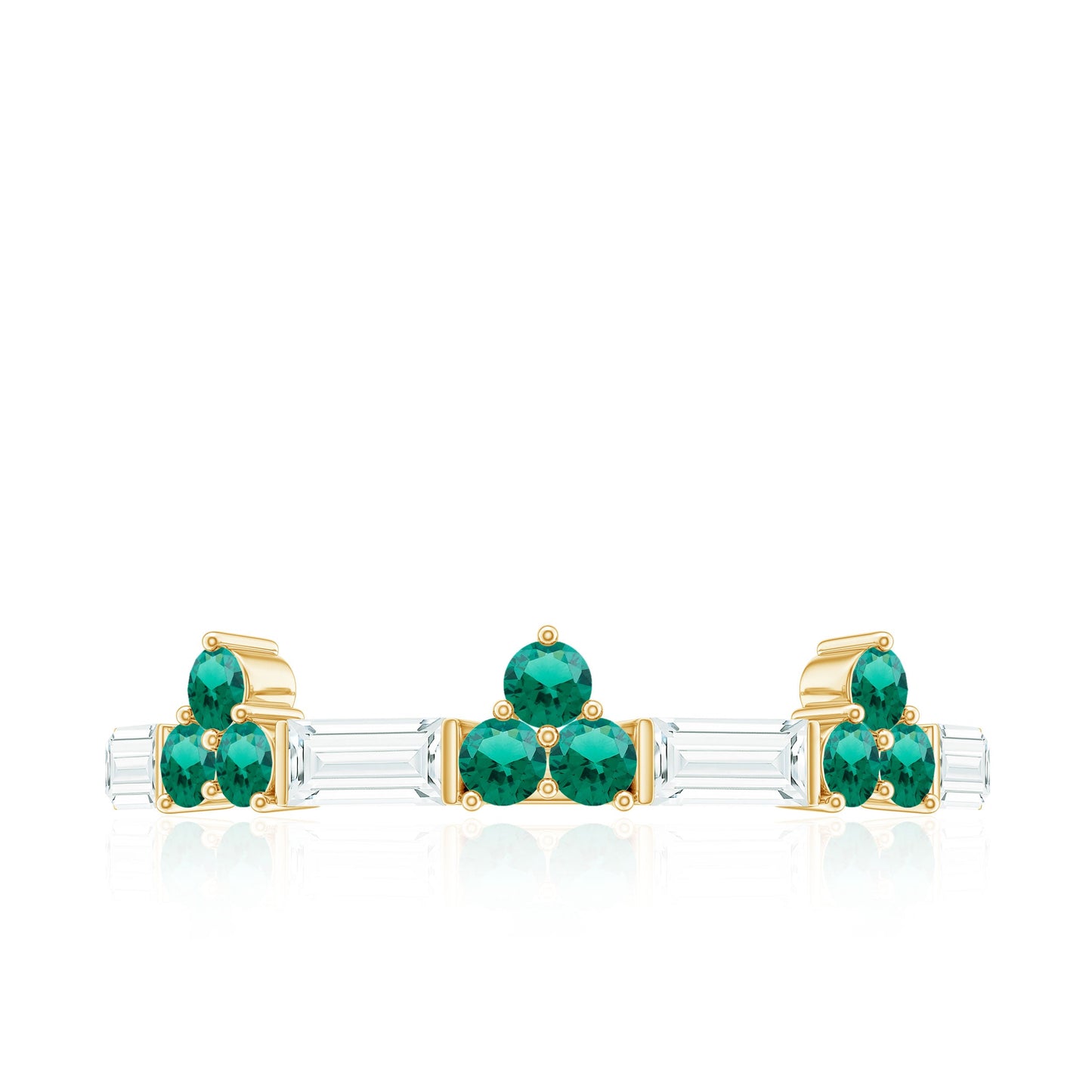 Certified Lab Grown Emerald Half Eternity Anniversary Ring with Moissanite