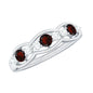Natural Garnet Half Eternity Ring with Diamond