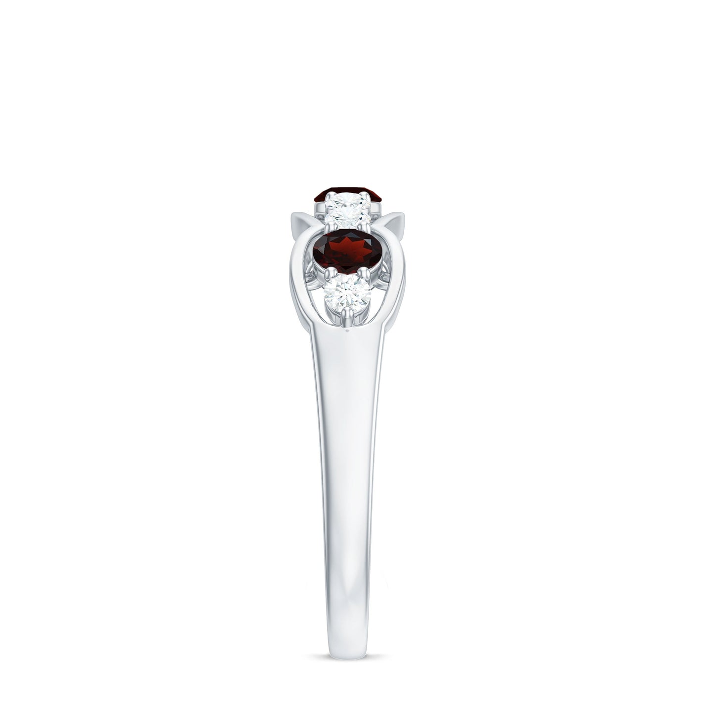 Natural Garnet Half Eternity Ring with Diamond