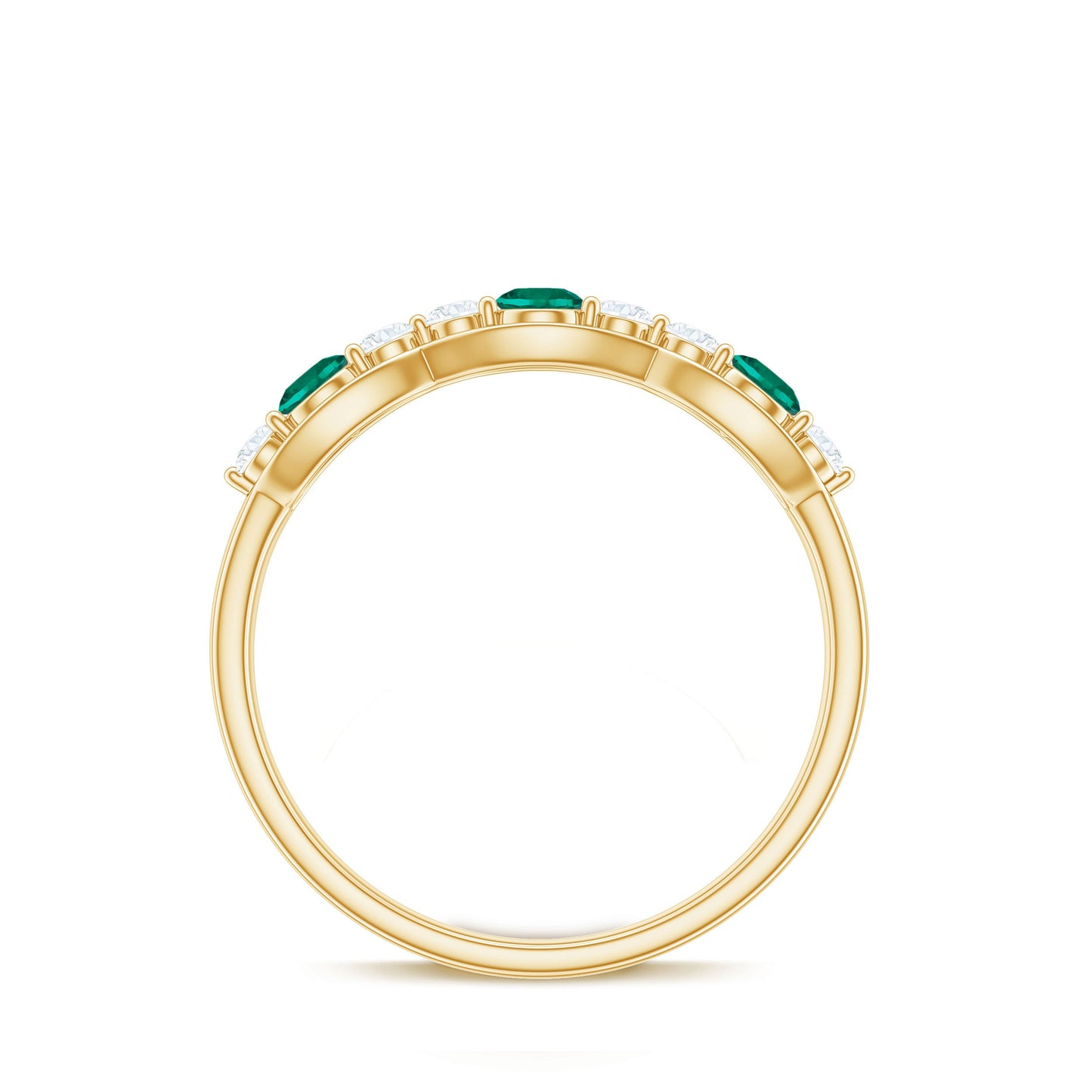 Certified Lab Grown Emerald Diamond Half Eternity Anniversary Ring