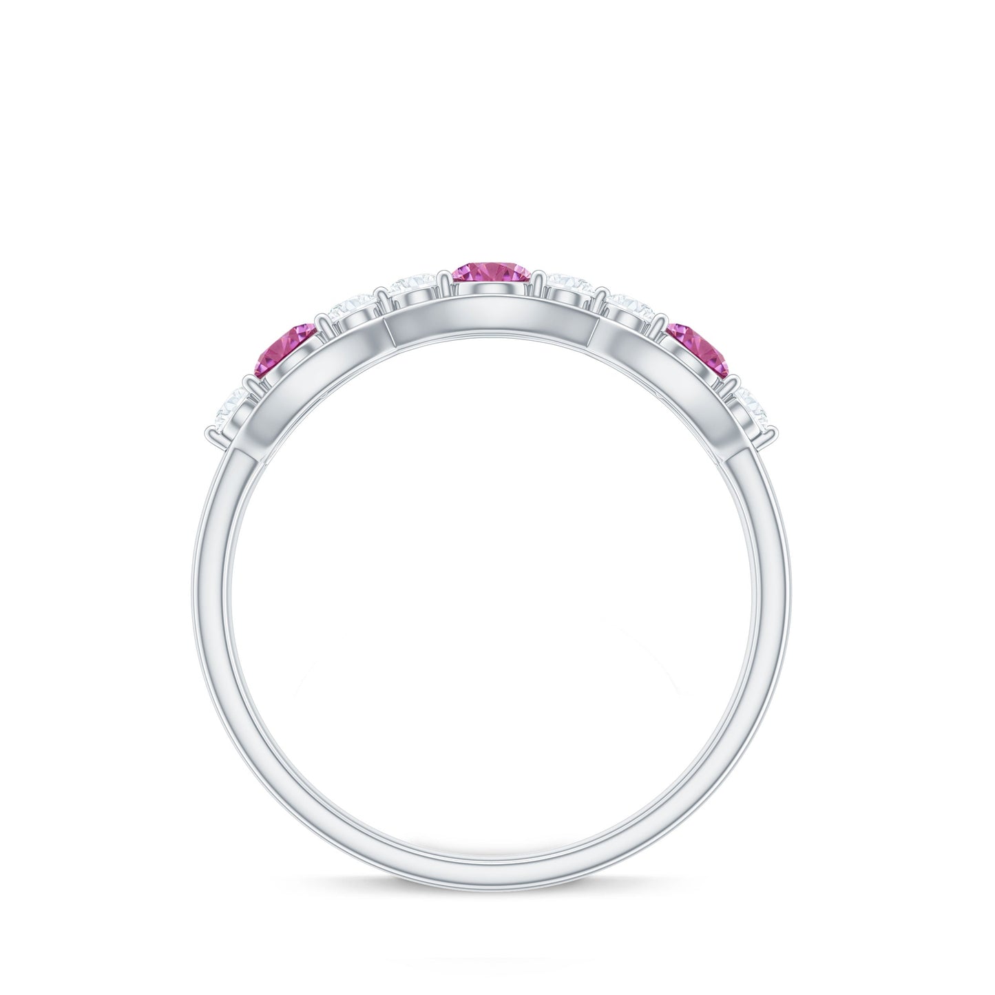 Pink Tourmaline and Diamond Wedding Anniversary Band Ring