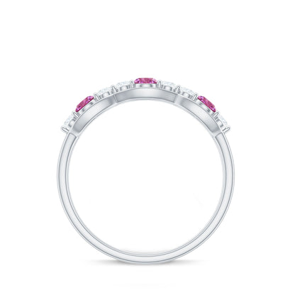 Pink Tourmaline and Diamond Wedding Anniversary Band Ring