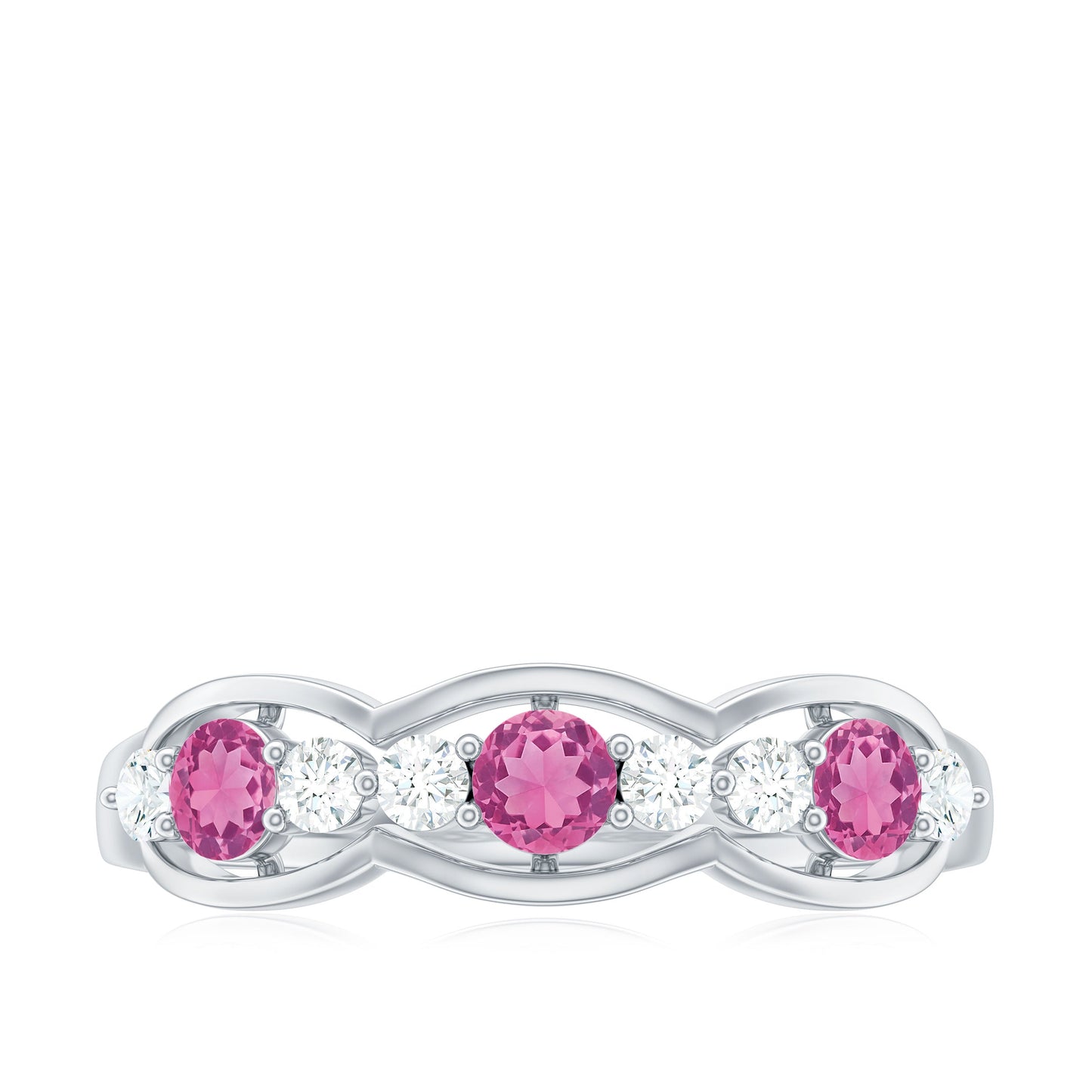 Pink Tourmaline and Diamond Wedding Anniversary Band Ring