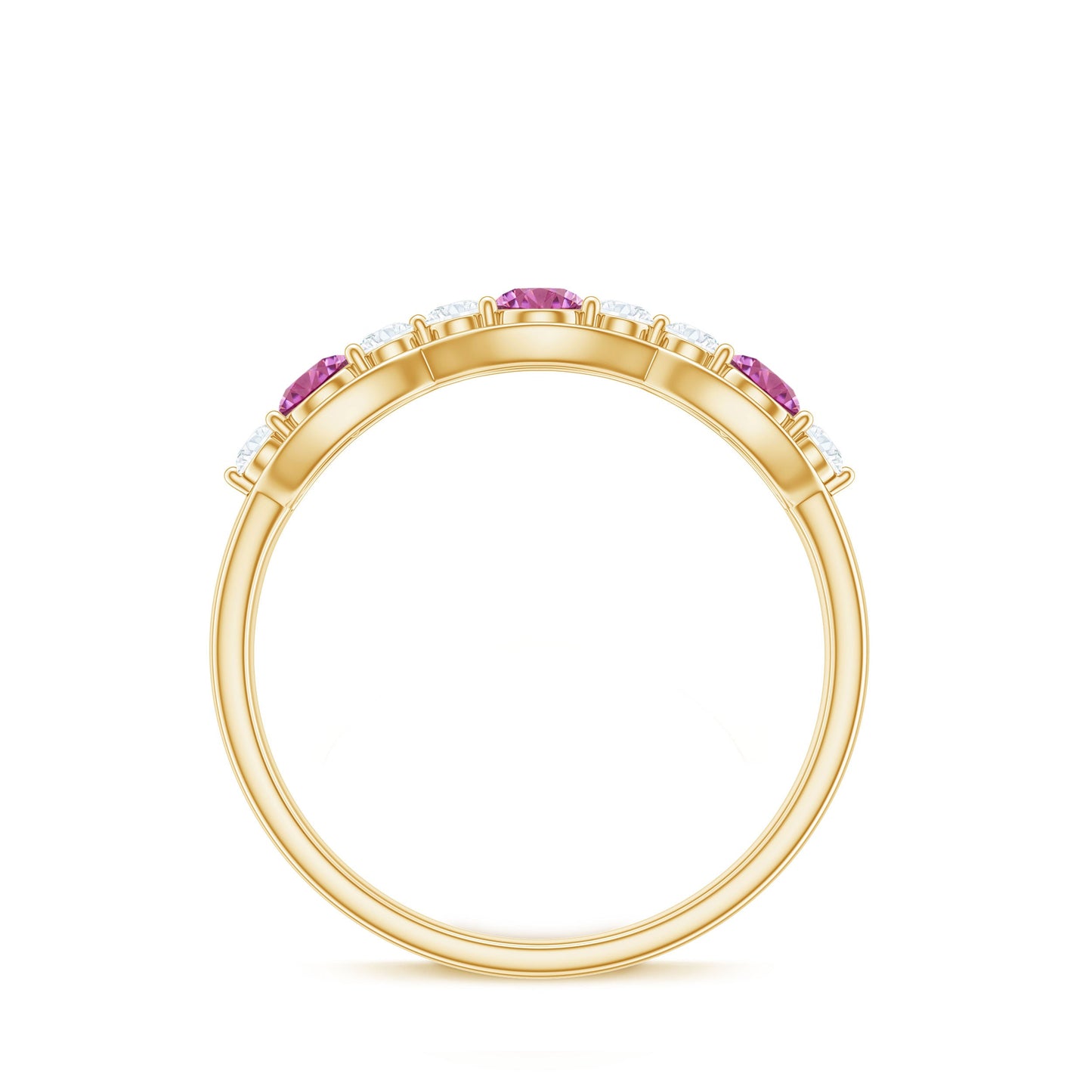 Pink Tourmaline and Diamond Wedding Anniversary Band Ring