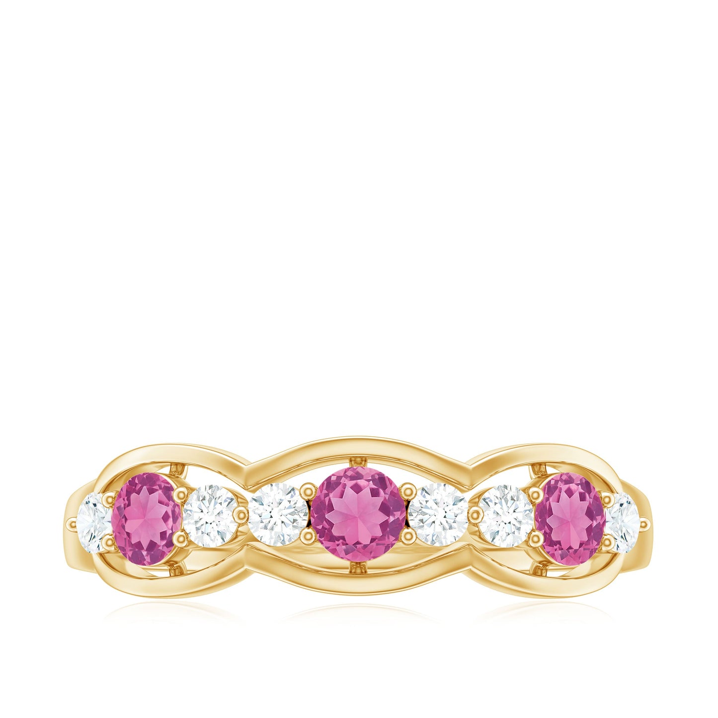 Pink Tourmaline and Diamond Wedding Anniversary Band Ring